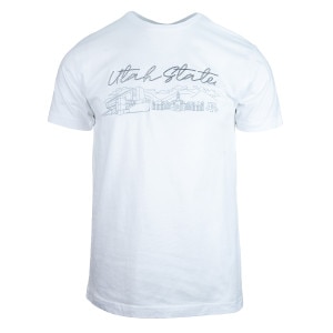 Utah state thin line embroidered campus white unisex t-shirt